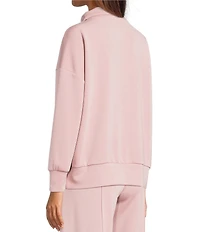 Calessa Coordinating Knit Modal Zip Funnel Neck Long Sleeve Tunic