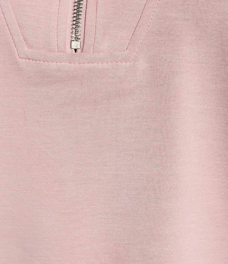 Calessa Coordinating Knit Modal Zip Funnel Neck Long Sleeve Tunic