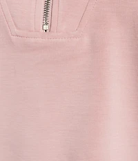 Calessa Coordinating Knit Modal Zip Funnel Neck Long Sleeve Tunic
