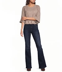 Calessa Knit Round Neck Elbow Length Sleeve Elastic Hem Top