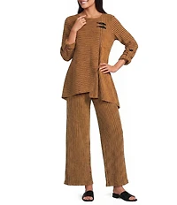 Calessa Knit Stripe Comfort Pull-On Pants