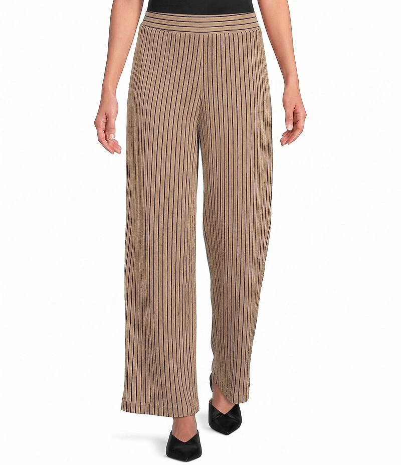 Calessa Knit Stripe Wide Leg Pull-On Ankle Coordianting Pants