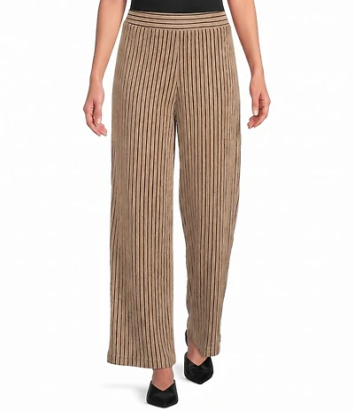 Calessa Knit Stripe Wide Leg Pull-On Ankle Coordianting Pants