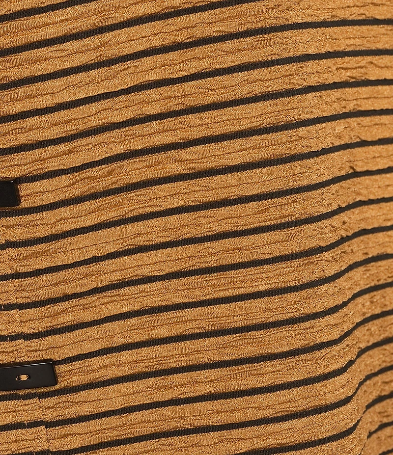 Calessa Knit Textured Artist Wire Collar Zip Front 3/4 Sleeve Tunic