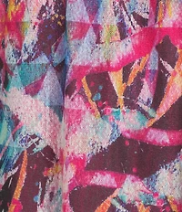Calessa Mesh Knit Abstract Floral Square Neck Elbow Sleeve Tunic