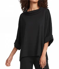 Calessa Coordinating Modal Knit Cowl Neck Elbow Length Sleeve Tunic