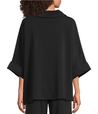 Calessa Coordinating Modal Knit Cowl Neck Elbow Length Sleeve Tunic