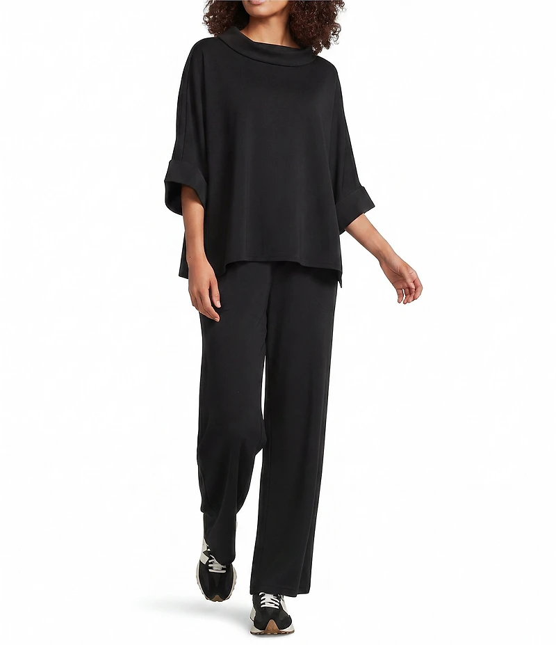 Calessa Coordinating Modal Knit Cowl Neck Elbow Length Sleeve Tunic