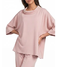 Calessa Coordinating Modal Knit Cowl Neck Elbow Length Sleeve Tunic
