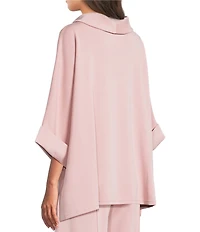 Calessa Coordinating Modal Knit Cowl Neck Elbow Length Sleeve Tunic