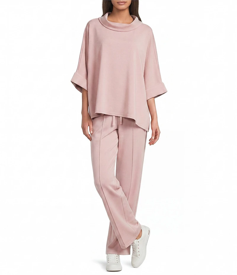 Calessa Coordinating Modal Knit Cowl Neck Elbow Length Sleeve Tunic