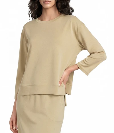 Calessa Modal Knit Crew Neck Long Sleeve Top