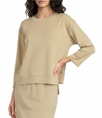 Calessa Modal Knit Crew Neck Long Sleeve Top