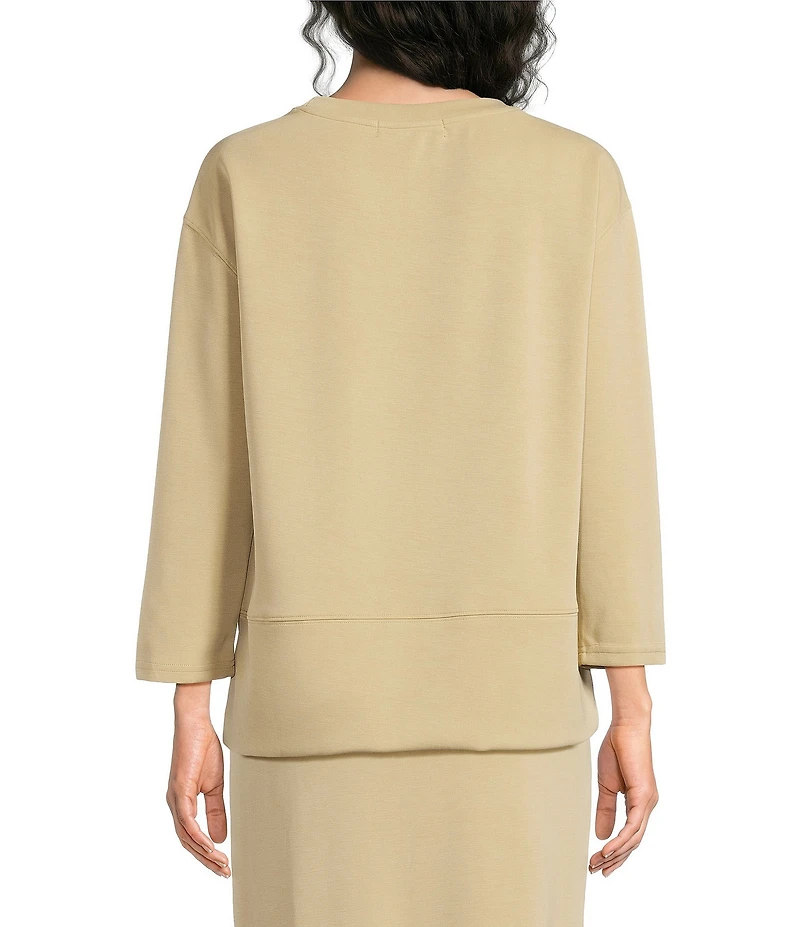 Calessa Modal Knit Crew Neck Long Sleeve Top