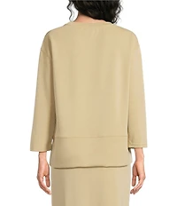Calessa Modal Knit Crew Neck Long Sleeve Top