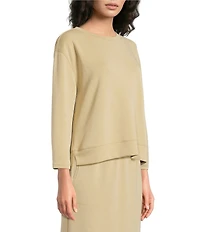 Calessa Modal Knit Crew Neck Long Sleeve Top