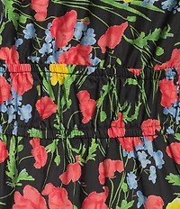 Calessa Modern Floral Split V-Neck Short Sleeve Tiered Maxi Dress