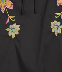 Calessa Patchwork Embroidered Split V-Neck 3/4 Sleeve Tunic