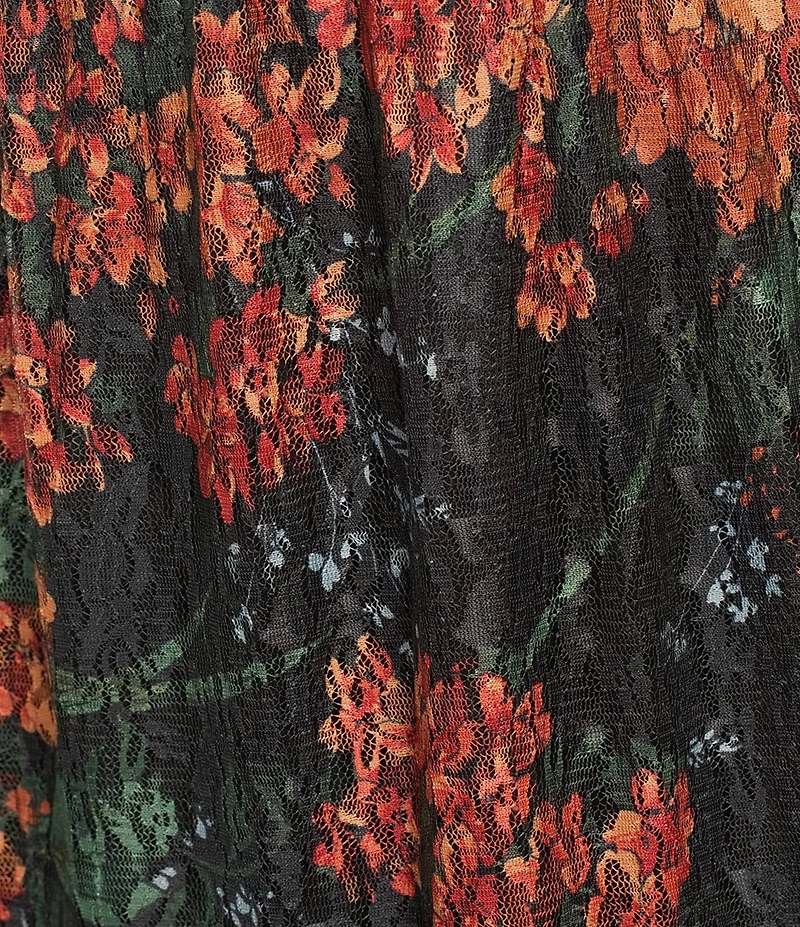 Calessa Petite Size Autumn Floral V-Neck 3/4 Sleeve Smocked Waist Tiered A-Line Midi Dress