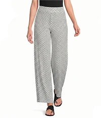 Calessa Petite Size Textured Knit Wide Leg Pull-On Pants