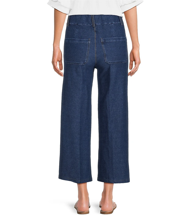 Calessa Petite Size Denim Wide Leg Cropped Pull-On Pant