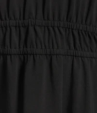 Calessa Petite Size Embroidered Sleeve Split V-Neck A-Line Dress