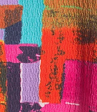 Calessa Petite Size Geometric Abstract Print Crew Neck 3/4 Sleeve Tunic