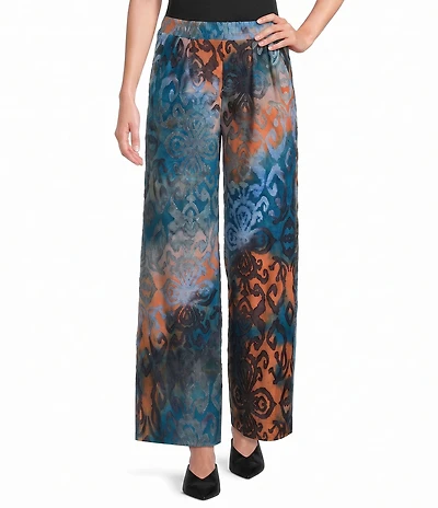 Calessa Petite Size Knit Printed Straight Leg Pull-On Ankle Coordinating Pants