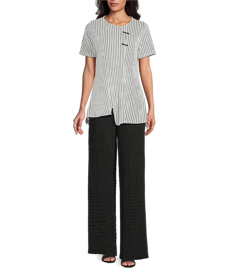 Calessa Petite Size Knit Straight Leg Pull-On Pants
