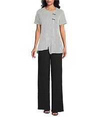 Calessa Petite Size Knit Straight Leg Pull-On Pants