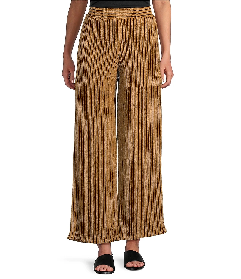 Calessa Petite Size Knit Stripe Comfort Pull-On Pants