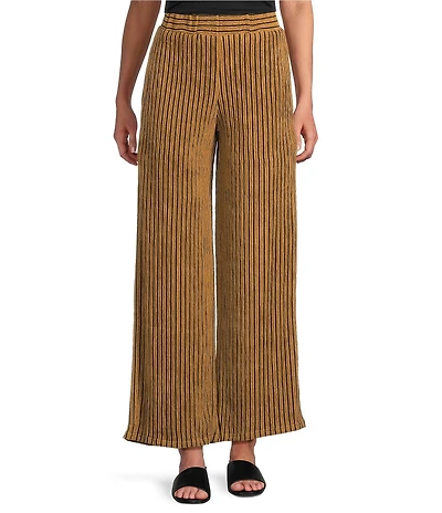 Calessa Petite Size Knit Stripe Comfort Pull-On Pants