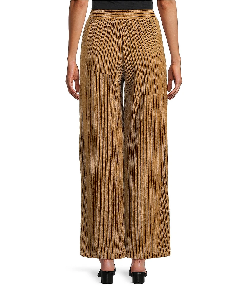 Calessa Petite Size Knit Stripe Comfort Pull-On Pants