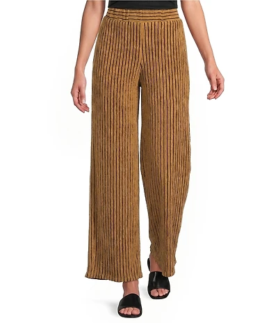 Calessa Petite Size Knit Stripe Comfort Pull-On Pants