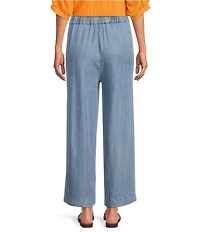 Calessa Petite Size Smocked Waist Wide Leg Crop Pants