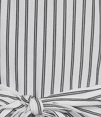 Calessa Petite Size Stripe Tiered Belted Beaded Short Balloon Sleeve Dress