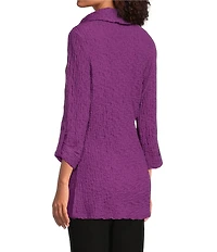 Calessa Petite Size Textured Bubble Knit Cowl Neck 3/4 Sleeve Tunic