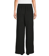 Calessa Petite Size Textured Knit Wide Leg Pull-On Pants