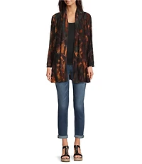 Calessa Petite Size Tie-Dye Burnout Open Front Cardigan