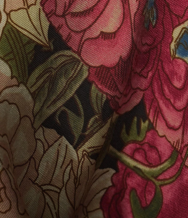 Calessa Plus Size Autumn Garden Print Coordinating Open-Front Kimono