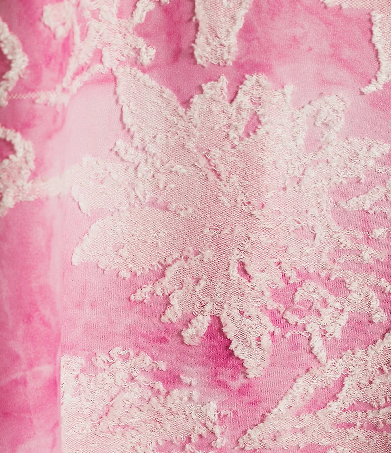 Calessa Plus Size Burnout Stretch Tie Dye Asymmetric Hem Tunic