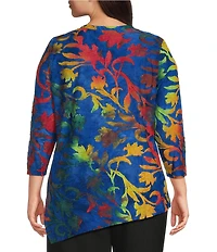 Calessa Plus Size Burnout Tie-Die Crew Neck Short Sleeve Top