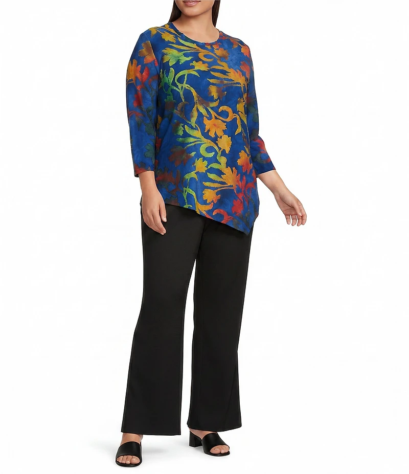 Calessa Plus Size Burnout Tie-Die Crew Neck Short Sleeve Top