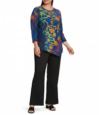 Calessa Plus Size Burnout Tie-Die Crew Neck Short Sleeve Top