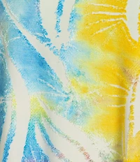 Calessa Plus Size Burnout Tie-Dye Crew Neck 3/4 Sleeve Asymmetric Hem Tunic