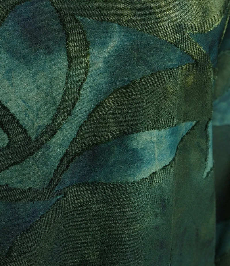 Calessa Plus Size Burnout Tie-Dye Crew Neck 3/4 Sleeve Asymmetric Hem Tunic