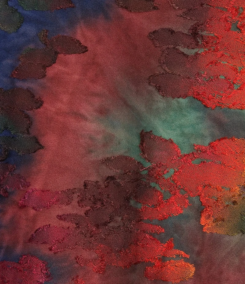 Calessa Plus Size Burnout Tie-Dye Crew Neck 3/4 Sleeve Asymmetric Tunic