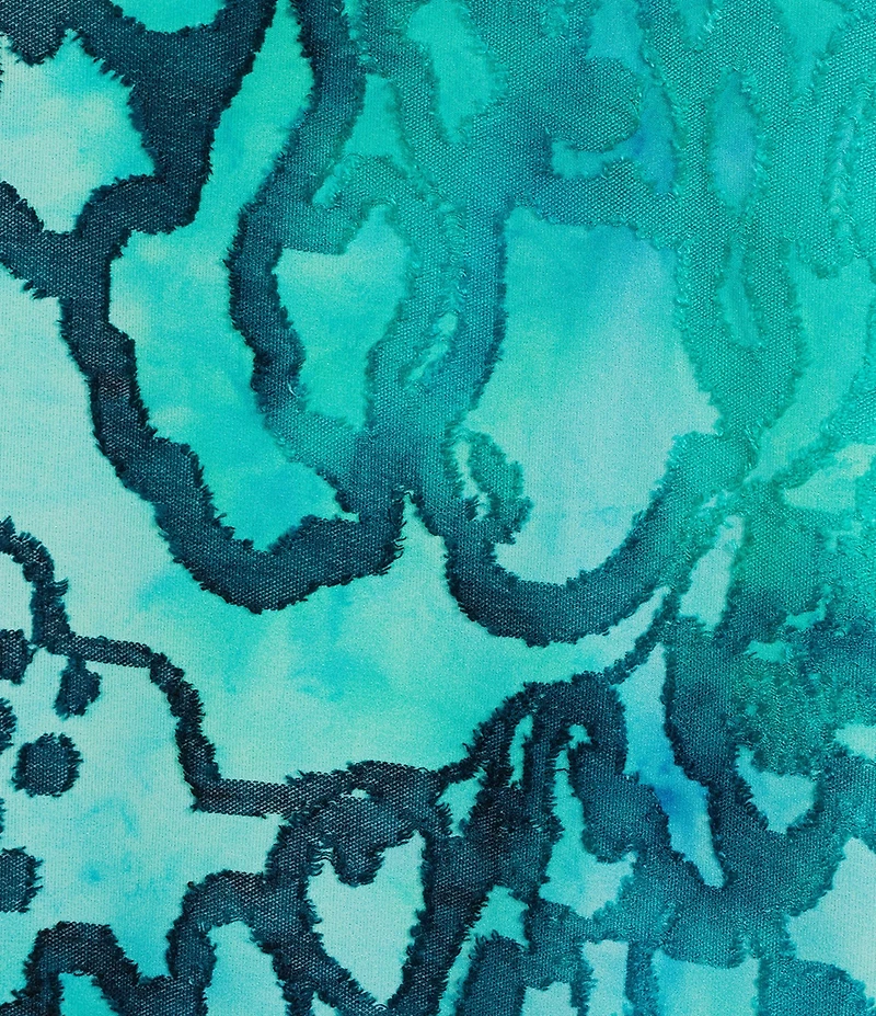 Calessa Plus Size Burnout Tie-Dye Crew Neck Short Sleeve Asymmetric Tunic
