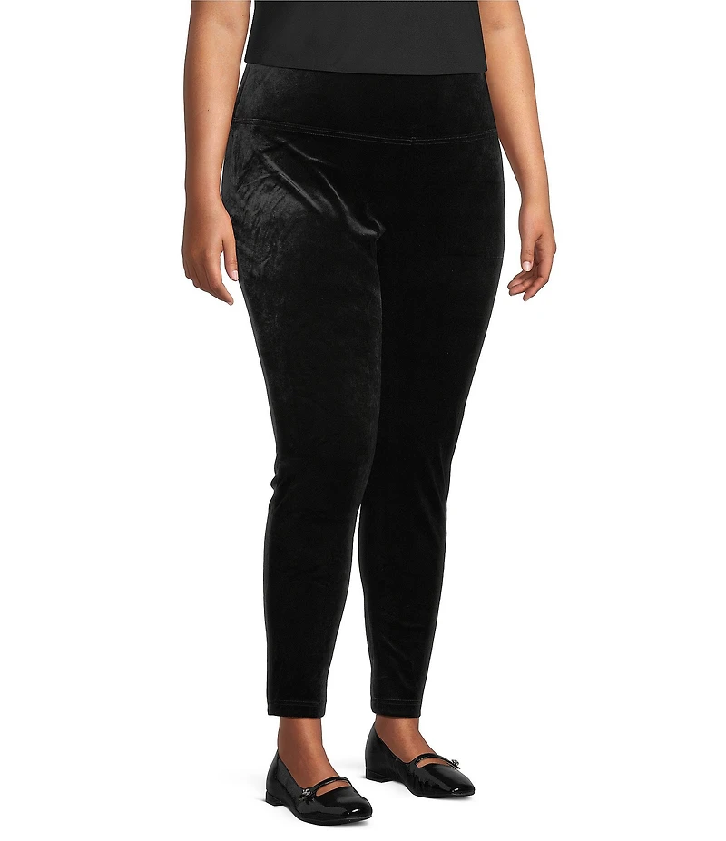 Calessa Plus Size Comfort Stretch Velvet Skinny Ankle Leggings