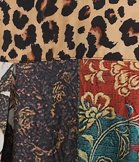 Calessa Plus Size Crinkle Burnout Patchwork Point Collar Long Roll-Tab Sleeve Button Front Tunic